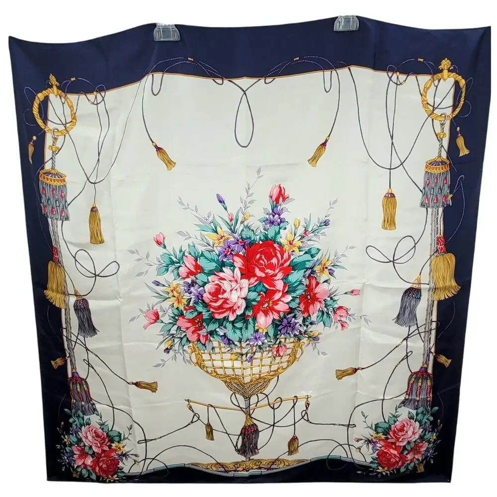 Nordstrom Luxe Floral Silk Tassel Scarf Bold Statement Vintage‎ Couture Print